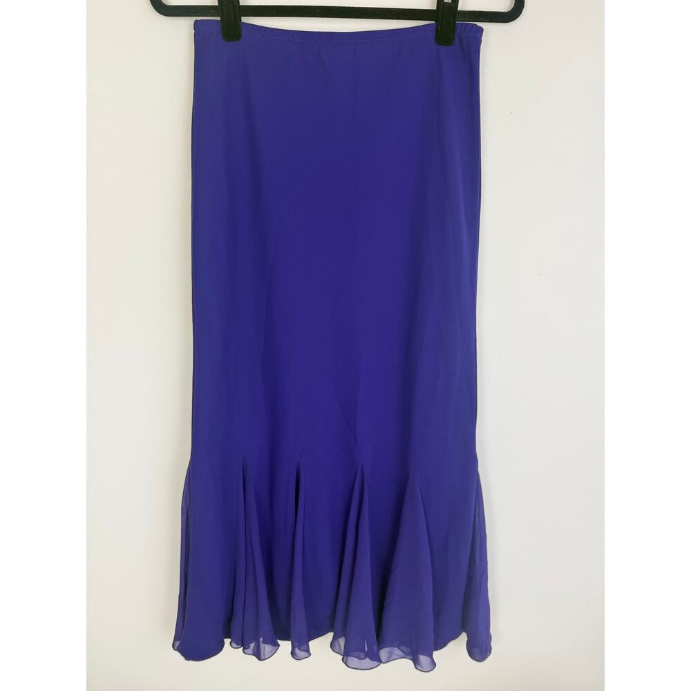 Vintage S.L. fashions Womens Flare Ruffle Whimsical Indigo Purple Midi Skirt 6